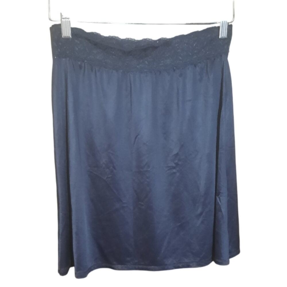 Vassarette Womens Black Side Slit Lace Waist Half Slip Size Medium